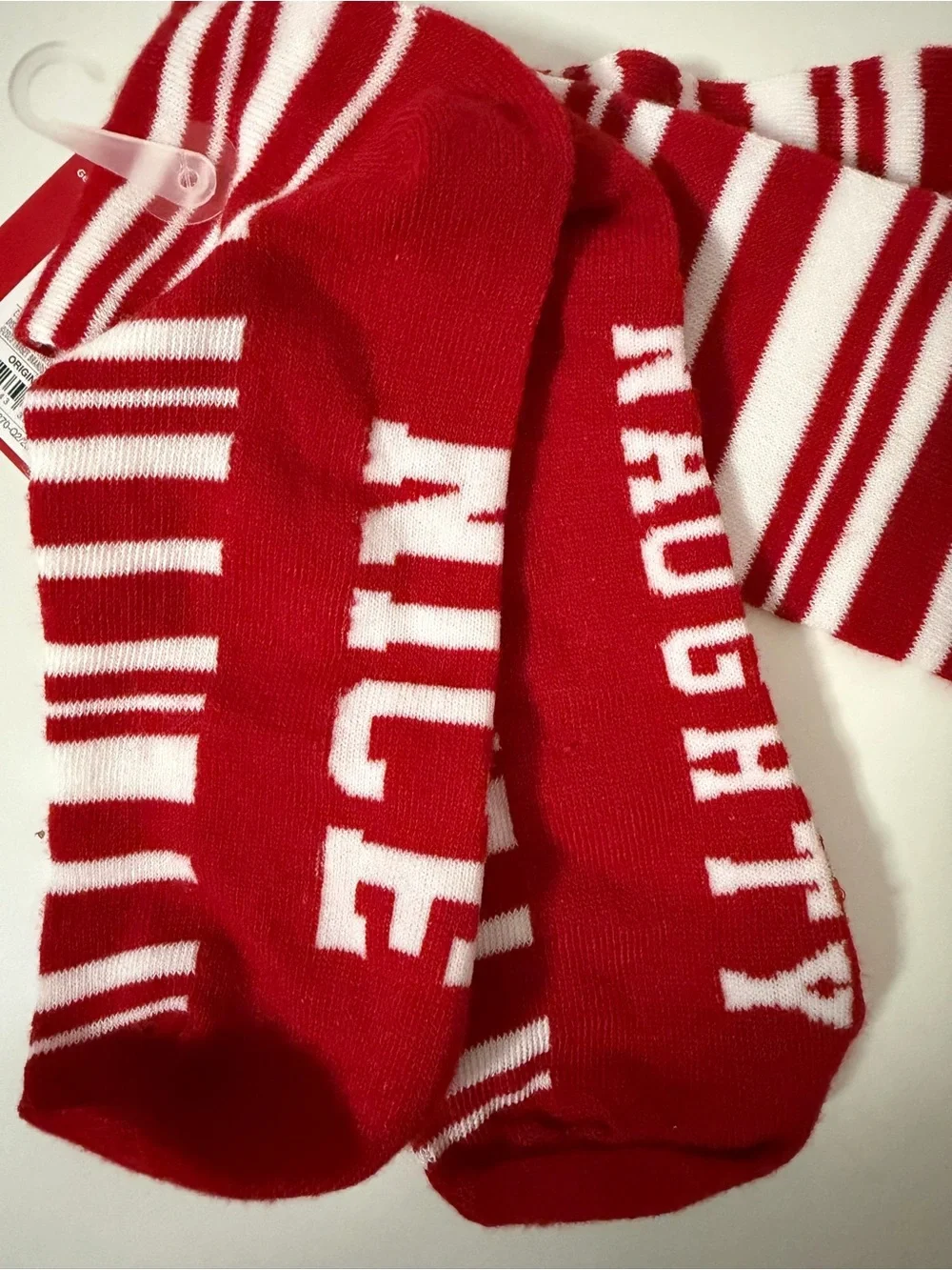 Wondershop Red & White Striped Fuzzy Cuff Knee-High Socks